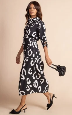 Women Dancing Leopard Alva Midi Shirt Dress In Oversized Mono Leopard