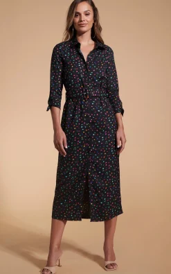 Women Dancing Leopard Alva Midi Shirt Dress In Abstract Multi