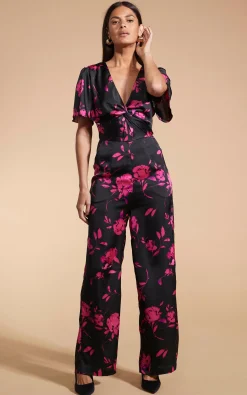 Women Dancing Leopard Annis Jumpsuit In Pink On Black Floral