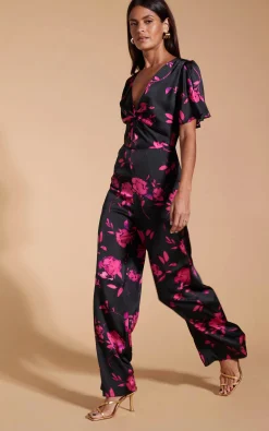 Women Dancing Leopard Annis Jumpsuit In Pink On Black Floral