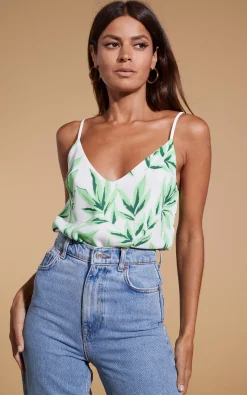 Women Dancing Leopard Birdie Cami Top In Tropic Green On White