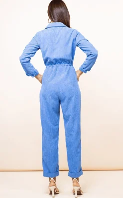 Women Dancing Leopard Blaze Boilersuit In Blue