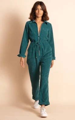 Women Dancing Leopard Blaze Boilersuit In Pine Green