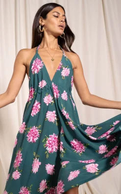 Women Dancing Leopard Boho Maxi Dress In Dahlia