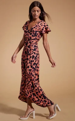 Women Dancing Leopard Cayenne Dress In Plorange Leopard