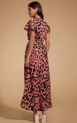 Women Dancing Leopard Cayenne Dress In Plorange Leopard