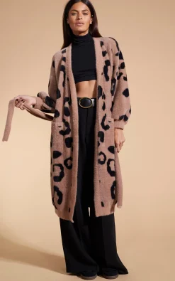 Women Dancing Leopard Coco Wrap Cardigan In Black On Mocha Leopard
