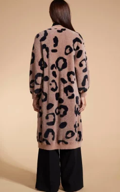 Women Dancing Leopard Coco Wrap Cardigan In Black On Mocha Leopard