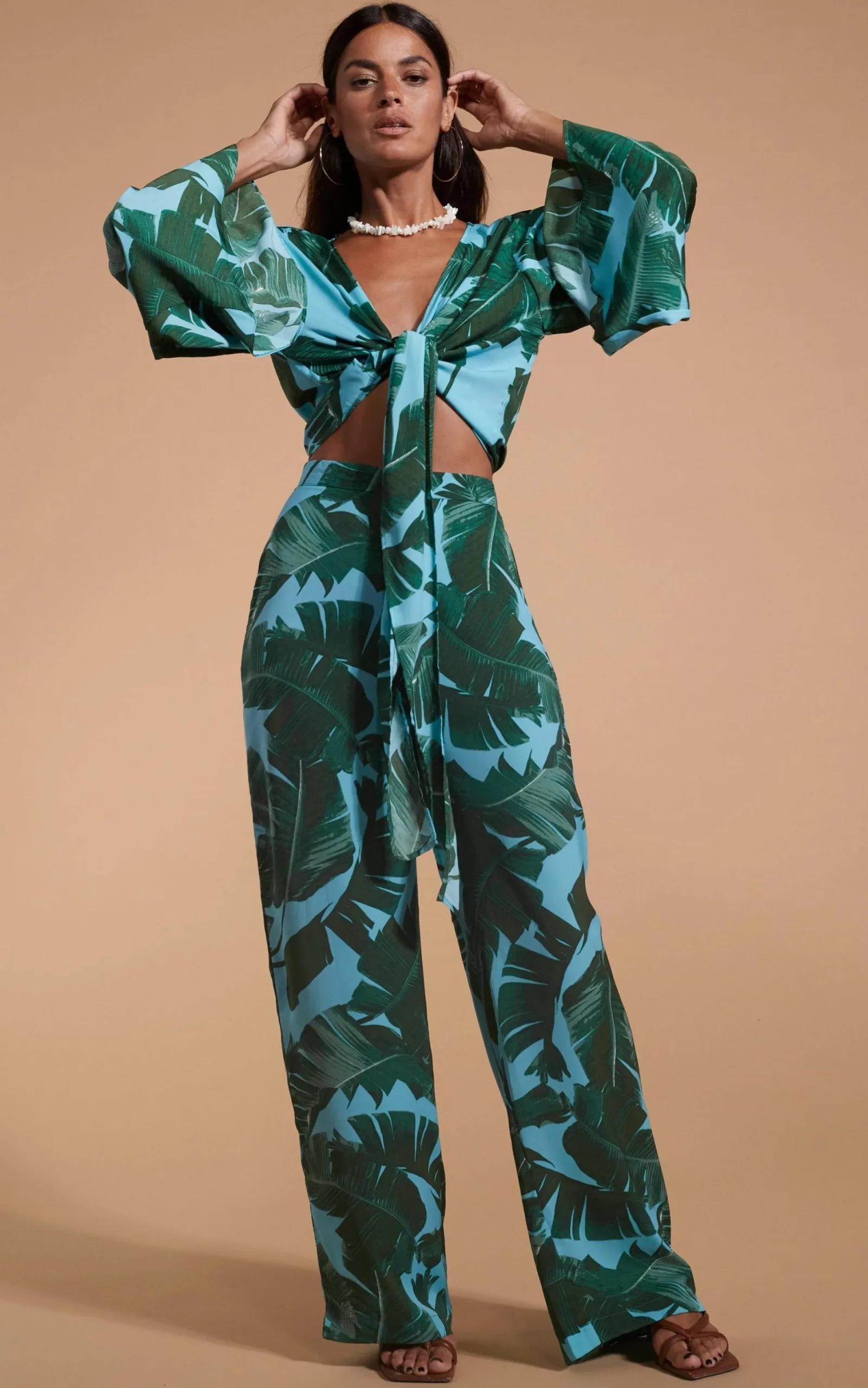 Women Dancing Leopard Cuba Trousers In Vintage Palm Blue Base