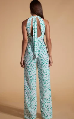 Women Dancing Leopard Cypress Jumpsuit In Green Leaf