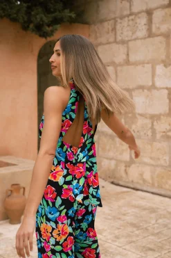 Women Dancing Leopard Cypress Jumpsuit In Retro Floral