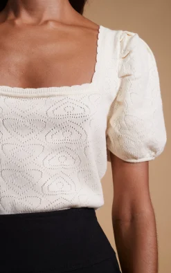 Women Dancing Leopard Daphne Pointelle Top In Cream