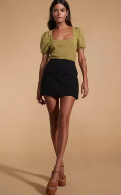 Women Dancing Leopard Daphne Pointelle Top In Khaki