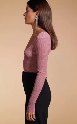 Women Dancing Leopard Darcy Sparkle Knit Top In Dusty Pink
