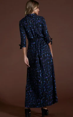 Women Dancing Leopard Dove Dress Blue Alligator