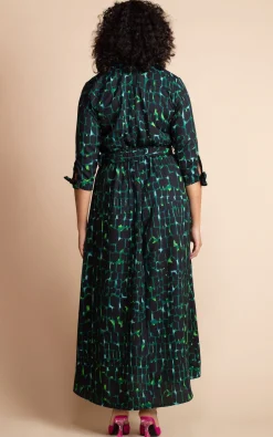 Women Dancing Leopard Dove Dress In Green Alligator