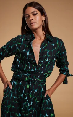 Women Dancing Leopard Dove Dress In Green Alligator