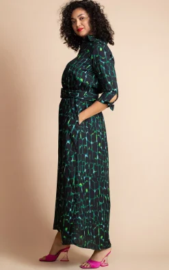 Women Dancing Leopard Dove Dress In Green Alligator