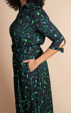 Women Dancing Leopard Dove Dress In Green Alligator
