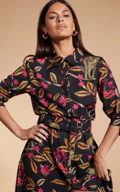 Women Dancing Leopard Dove Dress In Leopards In Vines