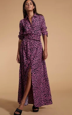Women Dancing Leopard Dove Dress In Pink On Black Leopard