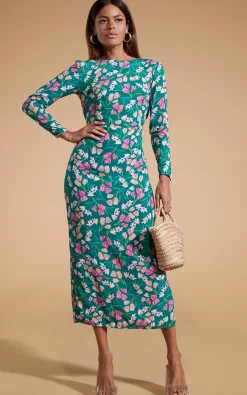 Women Dancing Leopard Estella Midaxi Dress In Green Tulip