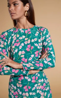 Women Dancing Leopard Estella Midaxi Dress In Green Tulip