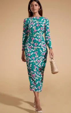 Women Dancing Leopard Estella Midaxi Dress In Green Tulip