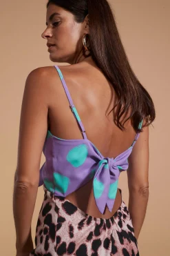 Women Dancing Leopard Florence Dress In Green On Purple Dot & Blush Leopard