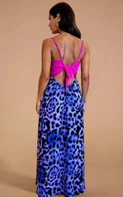 Women Dancing Leopard Florence Dress In Magenta And Lilac Leopard Mix