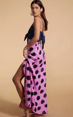 Women Dancing Leopard Florence Dress In Navy & Black On Pink Dot