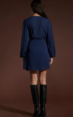 Women Dancing Leopard Ginger Mini Wrap Dress In Navy