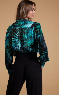 Women Dancing Leopard Halo Dominic Shirt In Green Palm