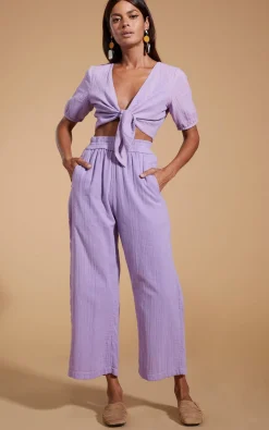 Women Dancing Leopard Halo Indra Tie Top In Lilac