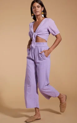 Women Dancing Leopard Halo Indra Tie Top In Lilac