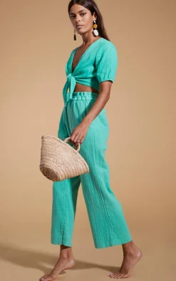 Women Dancing Leopard Halo Indra Tie Top In Mint Green
