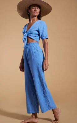 Women Dancing Leopard Halo Indra Tie Top In Sky Blue