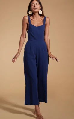 Women Dancing Leopard Halo Kimani Twist Back Jumpsuit In Navy