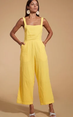 Women Dancing Leopard Halo Kimani Twist Back Jumpsuit In Primrose Yellow