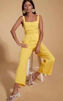 Women Dancing Leopard Halo Kimani Twist Back Jumpsuit In Primrose Yellow