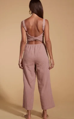 Women Dancing Leopard Halo Kimani Twist Back Jumpsuit In Fawn