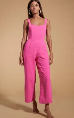 Women Dancing Leopard Halo Kimani Twist Back Jumpsuit In Magenta