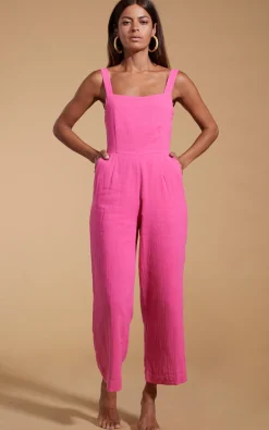 Women Dancing Leopard Halo Kimani Twist Back Jumpsuit In Magenta