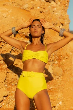 Women Dancing Leopard Halo Lalita Bandeau Bikini Top In Limonata