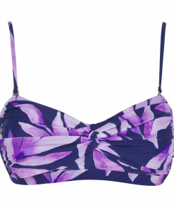 Women Dancing Leopard Halo Lalita Bandeau Bikini Top In Watercolour Purple Leaf