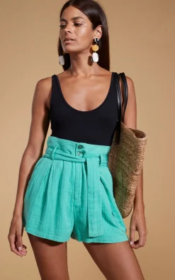 Women Dancing Leopard Halo Nessie High-Waist Shorts In Mint Green
