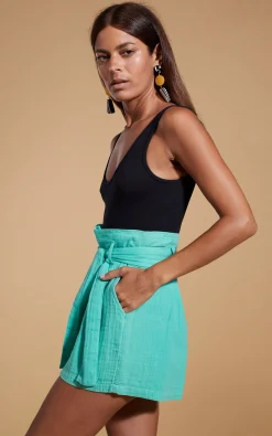 Women Dancing Leopard Halo Nessie High-Waist Shorts In Mint Green
