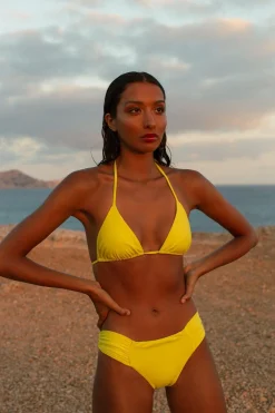 Women Dancing Leopard Halo Ozari Triangle Bikini Top In Limonata
