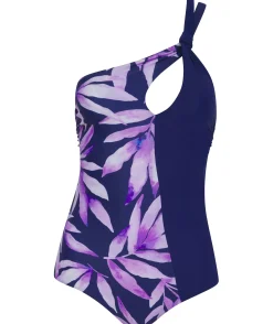 Women Dancing Leopard Halo Portinax Swimsuit In Watercolour Purple Leaf & Navy