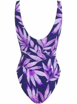 Women Dancing Leopard Halo Sa Caleta Swimsuit In Watercolour Purple Leaf